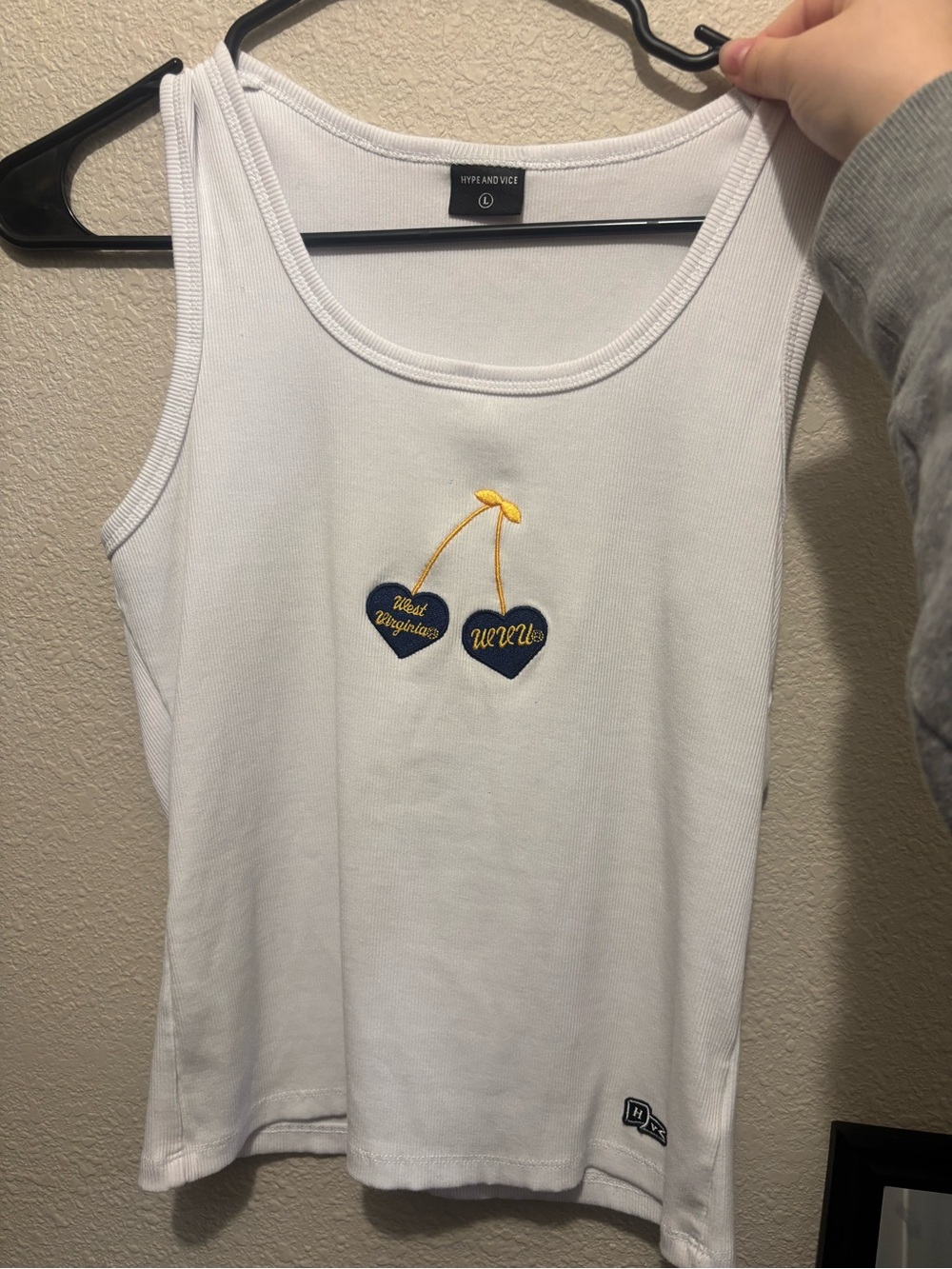 Hype and Vice White Embroidered Cherry Tank